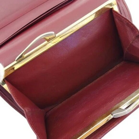Cartier Trifold Wallet Bordeaux x Leather Authentic Used - Picture 11 of 13